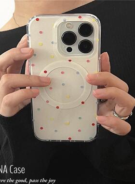 ins磁吸引磁适用华为nova12/U/9温柔彩色波点8透明SE/5个性MATE60/40手机壳Pura70ultra新p60畅享软套3女创意