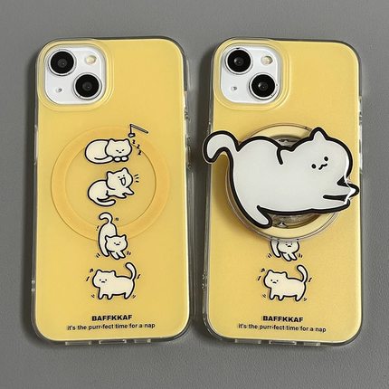 磁吸支架适用oppoA3/reno10/4se手机壳findx7/5pro橘黄色可爱慵懒猫咪A56/32/a57女款K11x/97/93s软套8全包边