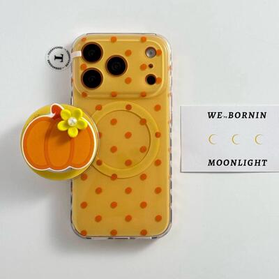 适用meizu18pro魅族21note无界版9橘色波点南瓜花朵简约6plus/T谷歌20磁吸支架17全包X传音tecno女INFINIXHOT