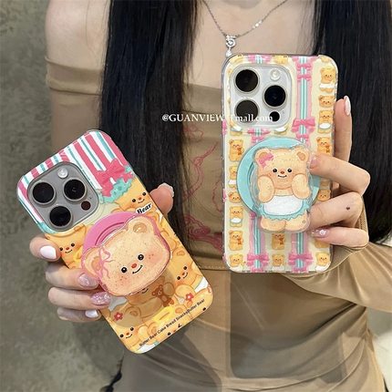 磁吸支架适用小米15/13U蝴蝶结饼干小熊K80手机壳红米Turbo3闺蜜k70/60/note12t/civi4pro软套40+可爱女新50e