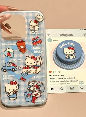 磁吸支架适用oneplus11/2一加12手机壳ace竞速版1+ACE5V浅蓝格纹相机猫咪8t/10/9少女7TPRO/9RT/6t软套13小熊