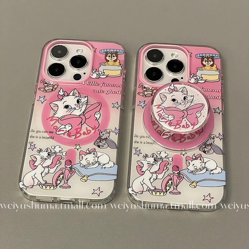 粉色蝴蝶结玛丽猫适用vivoiQOO12/11s/97手机壳neo10/8pro磁吸支架7Se/Z8/Z6女款U3/5e全包边Z5x防摔Z1软套13