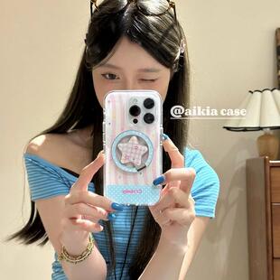 neo9 8彩色波点粉色波浪条纹Q2 6se手机壳V50 GT3女款 5i真我x7pro新23软z4 磁吸支架适用opporealmeGT5pro