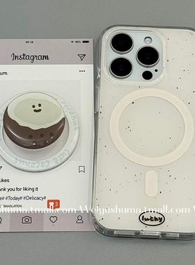 磁吸支架适用opporealmeGT5pro/neo9/6se手机壳V50/11/GT3女款8韩系泼墨椰子表情白色Q2/5i真我x7pro新23软z4