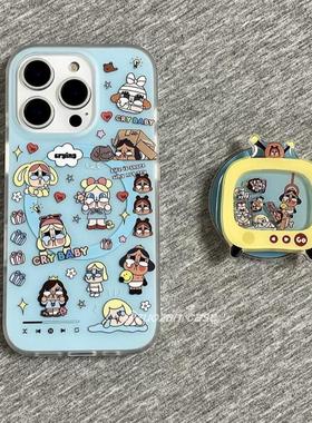 适用meizu18pro魅族21note无界版9蓝色电视机哭娃女孩6plus/T谷歌20磁吸支架17全包X传音tecno女INFINIXHOT