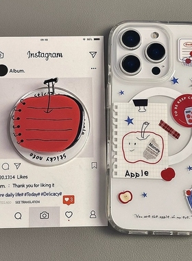 磁吸支架适用vivoX100/30/60/x70/y78手机壳X90简约绘画苹果笔记本y76s女款S18e/X200/15PRO创意Y33/mini软套