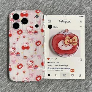 5pro红色苹果条纹涂鸦猫咪A56 a57女K11x 磁吸支架适用oppoA3eno10 93s软套8国际版 4se手机壳findx7