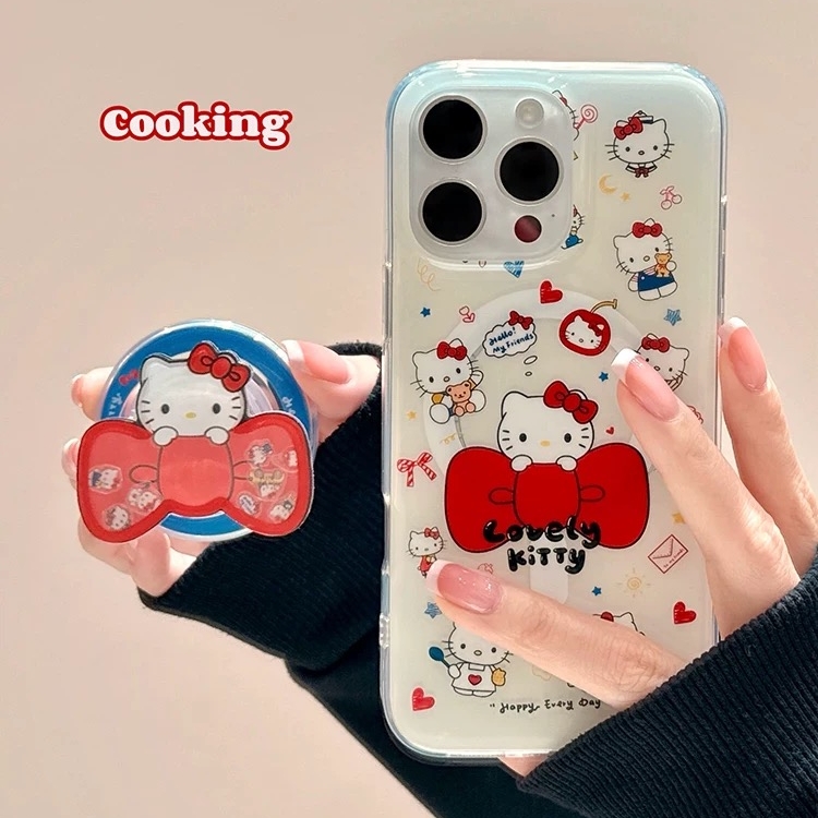 软萌可爱红蝴蝶结猫咪适用vivoiQOO12/11s/97手机壳neo10/8pro磁吸支架7Se/Z8/Z6女款U3/5e防摔5x全包Z1软13s