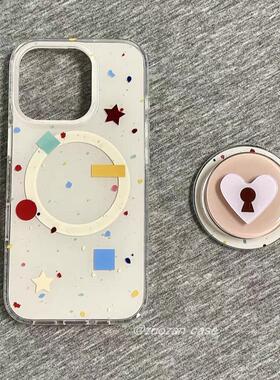 磁吸支架适用oneplus11一加12手机壳ace竞速版1+ACE5V彩色泼墨几何方块五角星8t/10/9女7TPRO/9RT/6t软NordCE