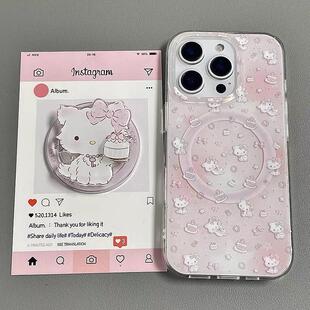 韩风粉色晕染蛋糕猫咪适用vivoiQOO12/11s/97手机壳neo10/8pro磁吸支架7Se/Z8/Z6女U3/5e全包Z5x新品Z1软套13