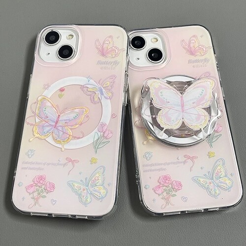 磁吸支架适用oppoA3/reno10/4se手机壳findx7/5pro高级感涂鸦渲染蝴蝶A56/32/a57女款K11x/97/93s软套8全包边