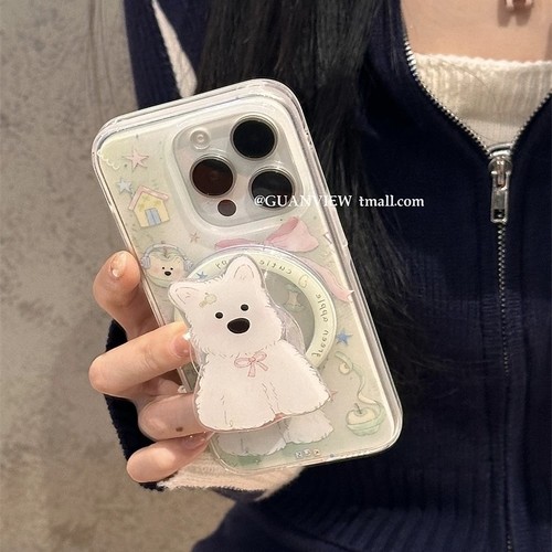 小清新苹果西高地适用vivoiQOO12/11s/97手机壳neo10/8pro磁吸支架7Se/Z8/Z6少女款U3/5e全包Z5x夏日Z1软套13