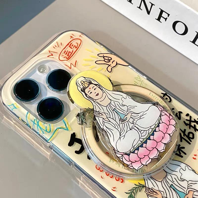 磁吸支架适用oppoA3/reno10/4se手机壳findx7/5pro国潮风菩萨会保佑好运A56/32/a57女K11x/97/93s软套8国际版