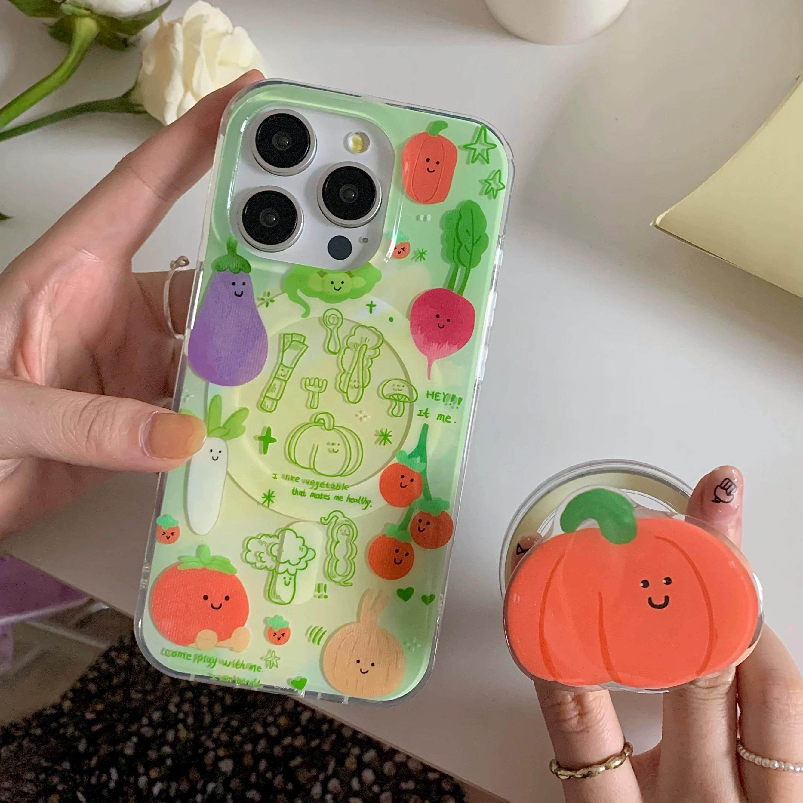 适用meizu18pro魅族21note无界版9可爱绿色蔬菜南瓜农场6plus/T谷歌20磁吸支架17全包X传音tecno女INFINIXHOT