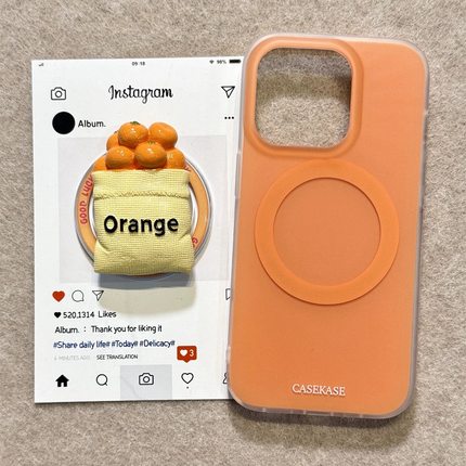 磁吸支架适用小米15/13U立体橙子水果袋K80+手机壳红米Turbo3国际版k70/60/note12t/civi4pro软套poco女款50e