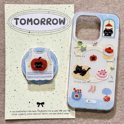 磁吸支架适用oppoA3/reno10/4se手机壳findx7/5pro冬日蓝白苹果猫咪小众A56/32/a57女K11x/97/93s软套8国际版