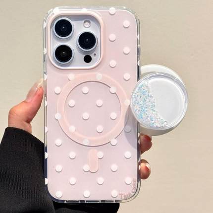 磁吸支架适用oppoA3/reno10/4se手机壳findx7/5pro闪粉流沙粉白波点简约A56/32/a57女K11x/97/93s软套8国际版