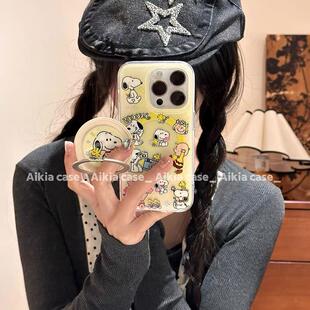 磁吸支架适用三星S25ultra/24/Note20/36动漫卡通史努比A16卡爱S20手机壳A22/23+A71女款S9+S21fe软54/56国际