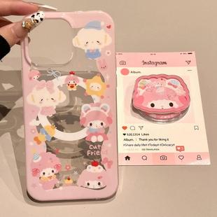 5pro可爱粉摇摇乐小羊宝宝A56 a57女K11x 磁吸支架适用oppoA3 93s软套8国际版 4se手机壳findx7 reno10