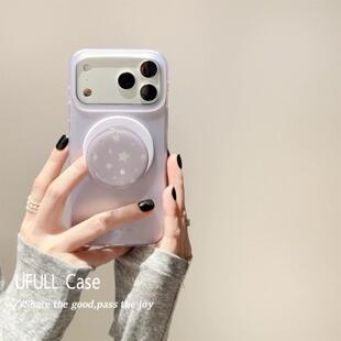 36紫色闪粉星星A16简约S20手机壳A22 56国际版 S21fe软54 Note20 磁吸支架适用三星S25ultra A71女款