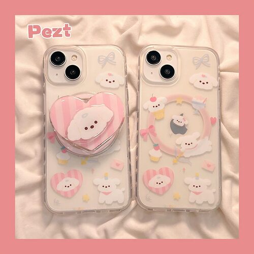 磁吸旋转支架适用oppoA3/reno10/4se手机壳findx7/5pro粉色爱心小狗A56/32/57可爱K11x/97/93s/8软套少女防摔