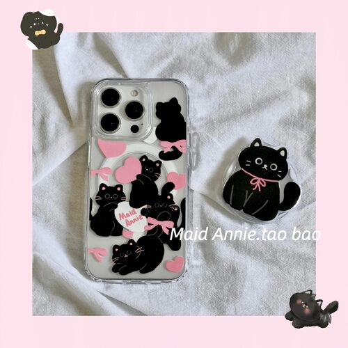 磁吸支架适用oppoA3/reno10/4se手机壳findx7/5pro创意A56/32/57蝴蝶结黑猫K11x/97/93s/8软套可爱少女款透明