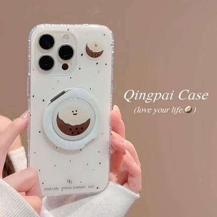 磁吸支架适用小米15/13U椰子表情折叠支点K80+手机壳红米Turbo3国际版k70/60/note12t/civi4pro软套poco女50e