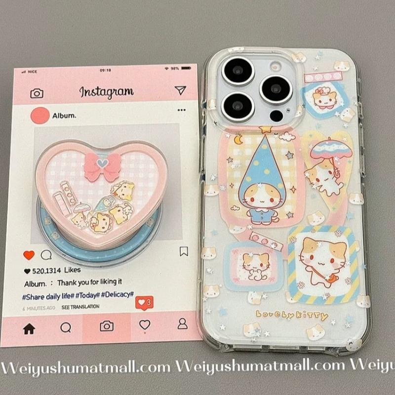 磁吸支架适用oppoA3/reno10/4se手机壳findx7/5pro软萌插画棉花糖小猫咪A56/32/a57女K11x/97/93s软套8国际版