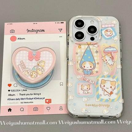 磁吸支架适用oppoA3/reno10/4se手机壳findx7/5pro软萌插画棉花糖小猫咪A56/32/a57女K11x/97/93s软套8国际版