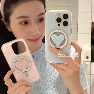 note12t 磁吸支架适用小米15 civi4pro软套poco女50e k70 13U纯色简约爱心指环K80 手机壳红米Turbo3国际版