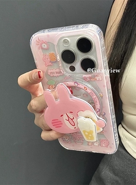 磁吸旋转支架ins适用小米14/13U卡娜赫拉啤酒10手机壳红米Turbo3新款k70/60/note12t/civi4pro少女k40/50软套