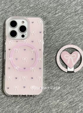 磁吸支架适用小米15/13U温柔气质钻石爱心K80+手机壳红米Turbo3国际版k70/60/note12t/civi4pro软套poco女50e