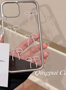 ins风电镀适用oppoA3活力reno12/k11/10/reno87954SE手机壳蝴蝶结findx7/x6女A3pro/a57/58/92s小众法式A1x软