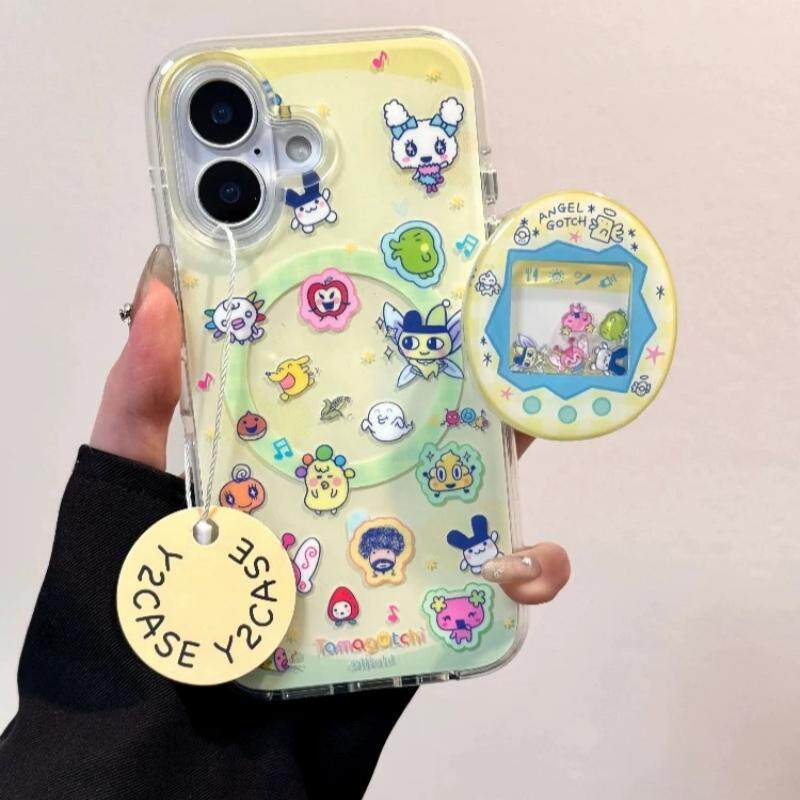 可爱拓麻歌子电池宠物磁吸支架适用苹果16手机壳iPhone15少女款13/12防摔11PROMAX全包S/XR新品7/8软套14PLUS