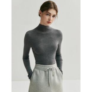 18针无缝可机洗扬子纱精纺100%羊毛衫女高领紧身薄针织打底衫毛衣