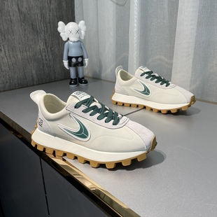 超火老爹鞋 百搭厚底运动休闲鞋 2025新款 春秋皮面增高华夫阿甘男鞋