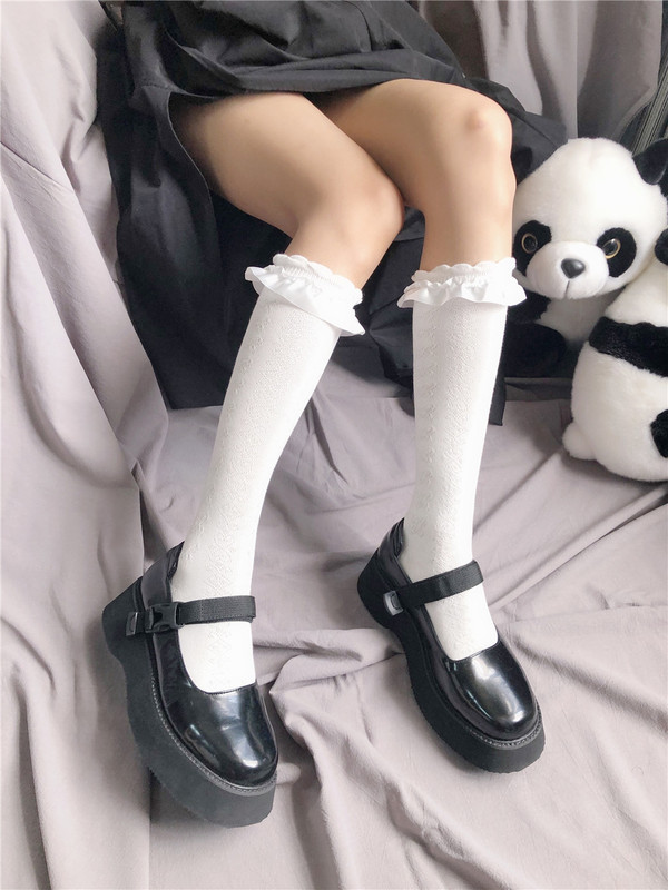 Real shooting ~ silk lace pile socks Lolita girls leg socks student socks