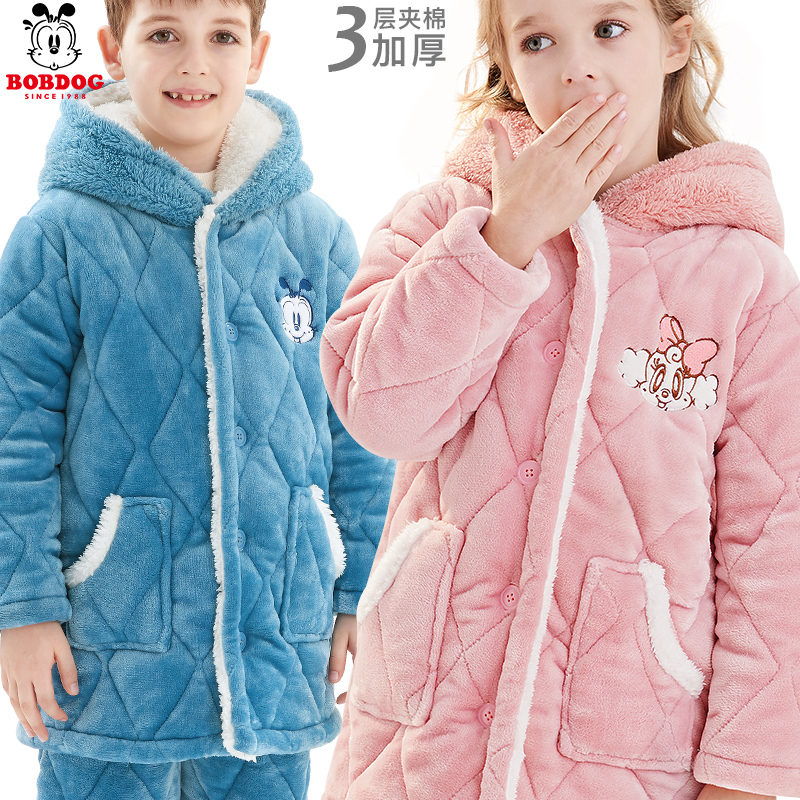 儿童家居服法兰绒巴布豆冬季