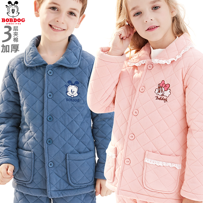 巴布豆纯棉女孩冬季加厚款家居服