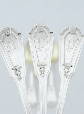 美国银餐具 WHITING 纯银咖啡勺一把 Keystone款 1889年