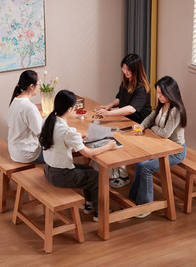 中古风红橡木办公桌书桌一桌多用