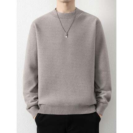 毛衣男款冬季加绒加厚圆领针织衫男士打底衫一体绒高级感保1215u