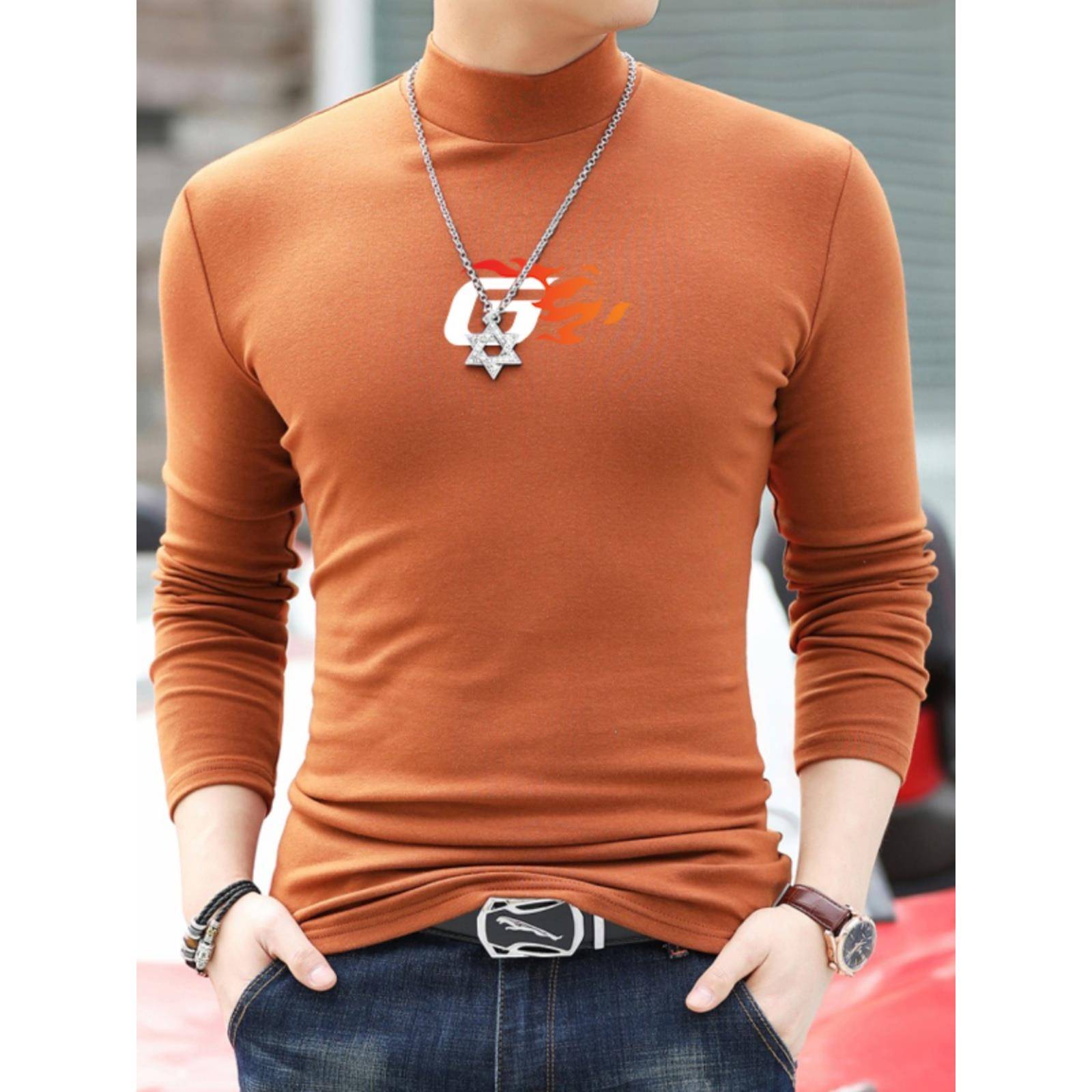 秋冬高领打底衫男士修身长袖T恤内搭秋衣秋保暖内衣男装1028u