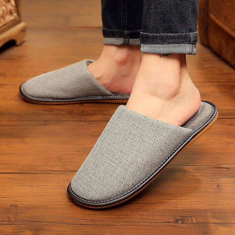秋冬季家用布艺拖鞋男女居家室内防滑木地板家居厚底保暖布1119h