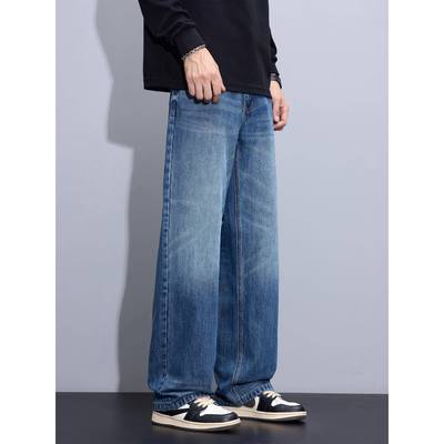 秋冬季高街潮流宽松直筒裤子2025美式休闲时尚百搭牛仔裤男1001n