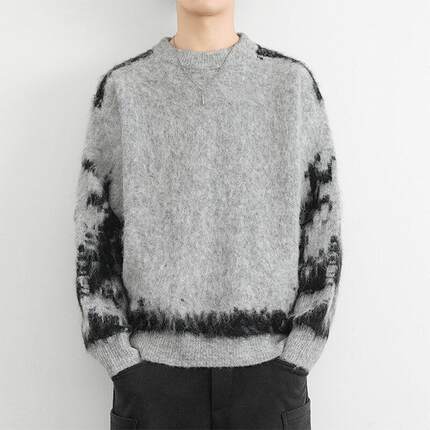 2025冬季毛衣男士新款时尚针织衫宽松套头加厚保暖毛线衣加1215u