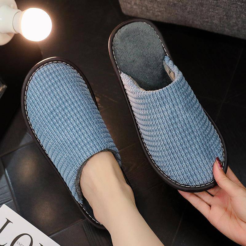 秋冬季拖鞋女室内情侣家居厚底防滑地板保暖家用布艺拖鞋男1119h