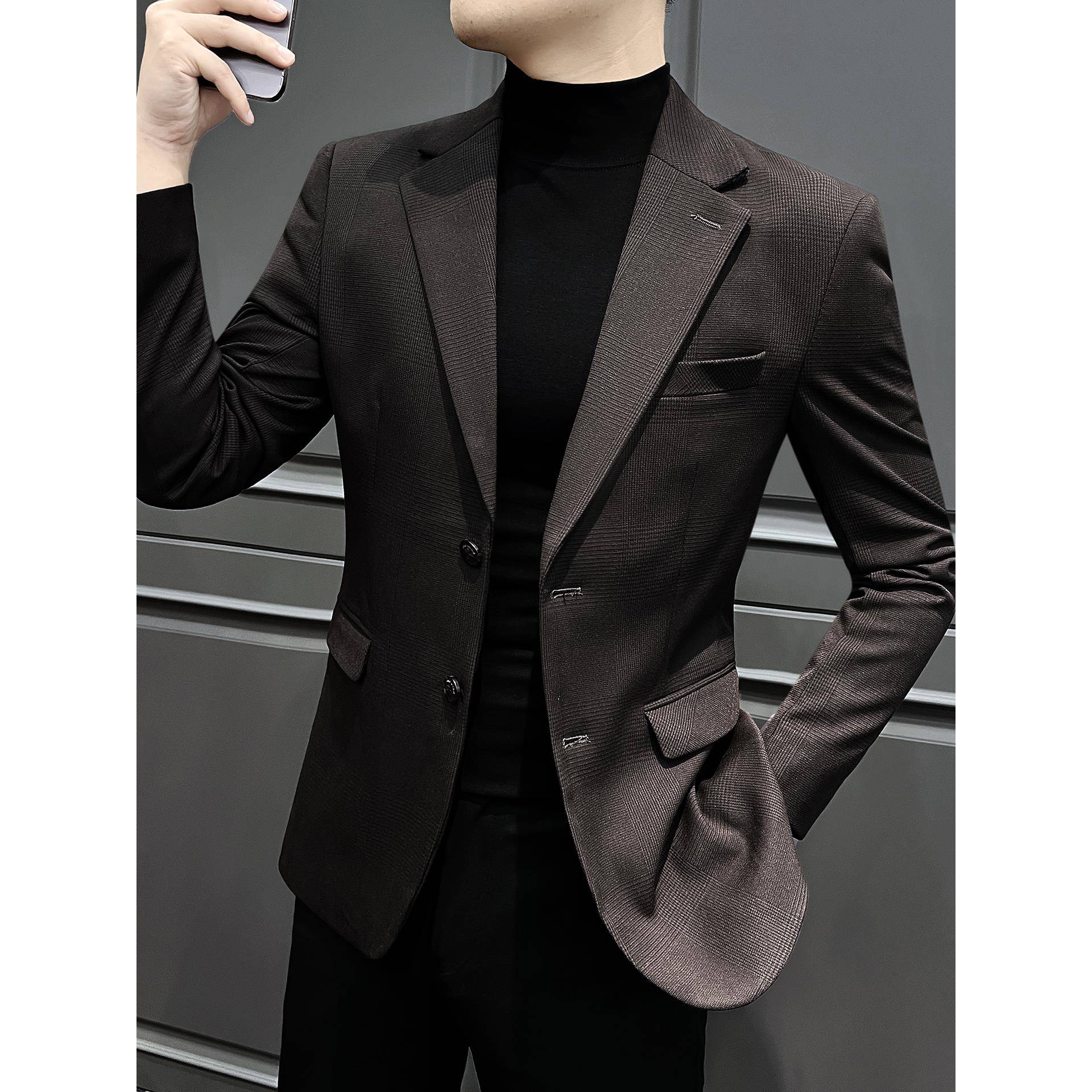 休闲西装外套男2025新款秋冬季高级感痞帅商务正装韩版修身1115h