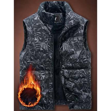 秋冬季马甲男士加绒加厚工装多口袋马夹年户外钓鱼保暖背心1215u