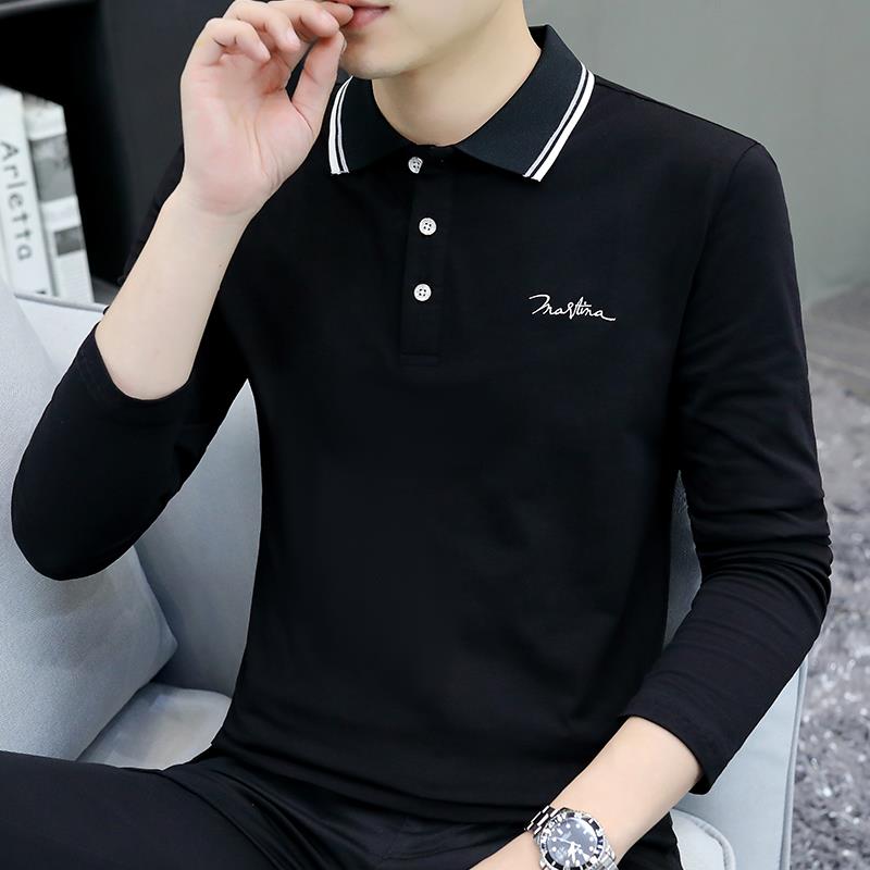 男士翻领长袖T恤POIO衫韩版休闲秋冬季男装内搭T恤打底衫1208e